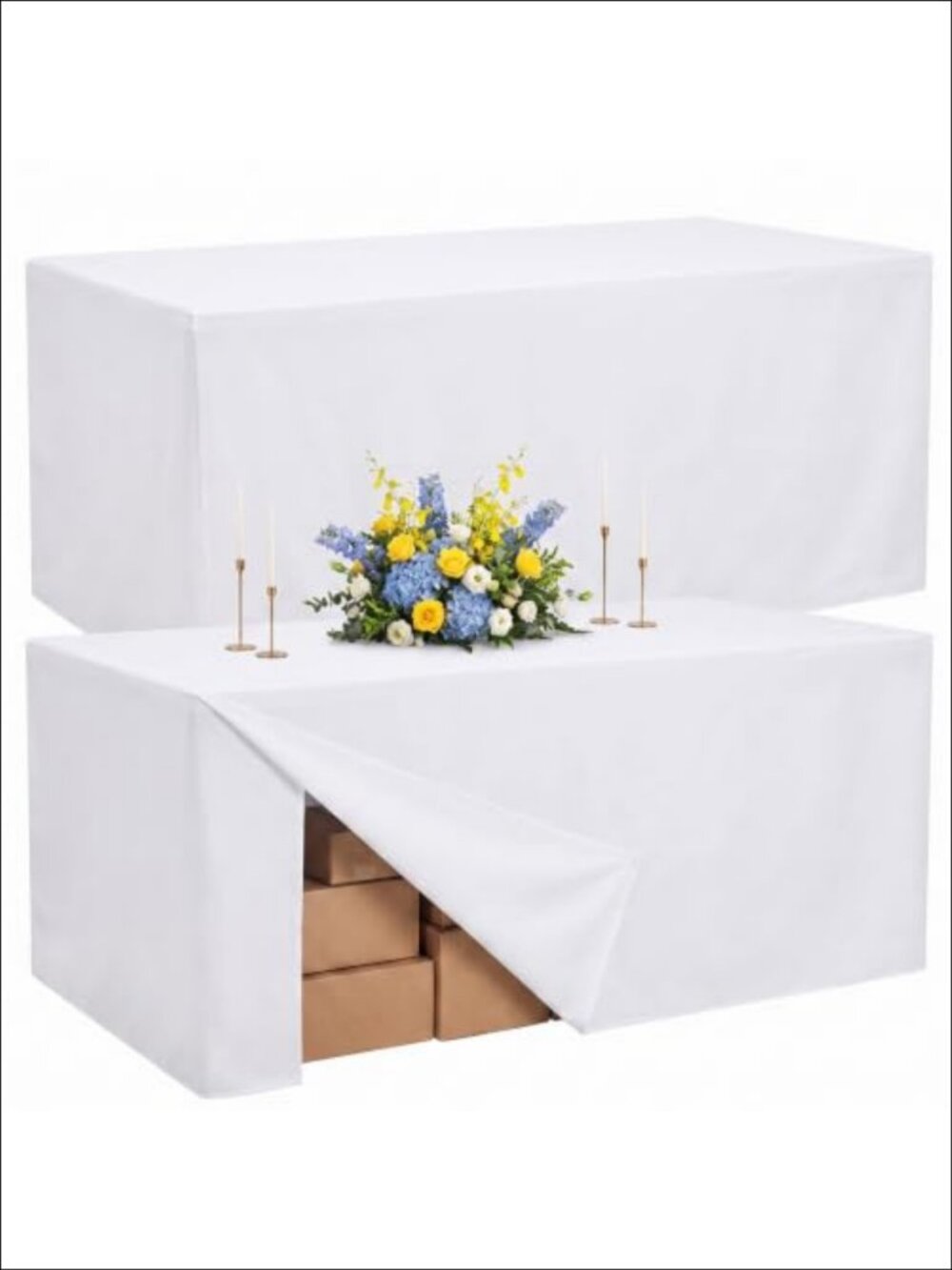 Fitted Tablecloth 6FT Rectangle Waterproof Spandex 2Pack Open Back Cover